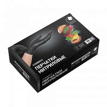 Перчатки нитриловые стандарт+ (9 гр), чёрные, XL, 100 шт/уп., ADM